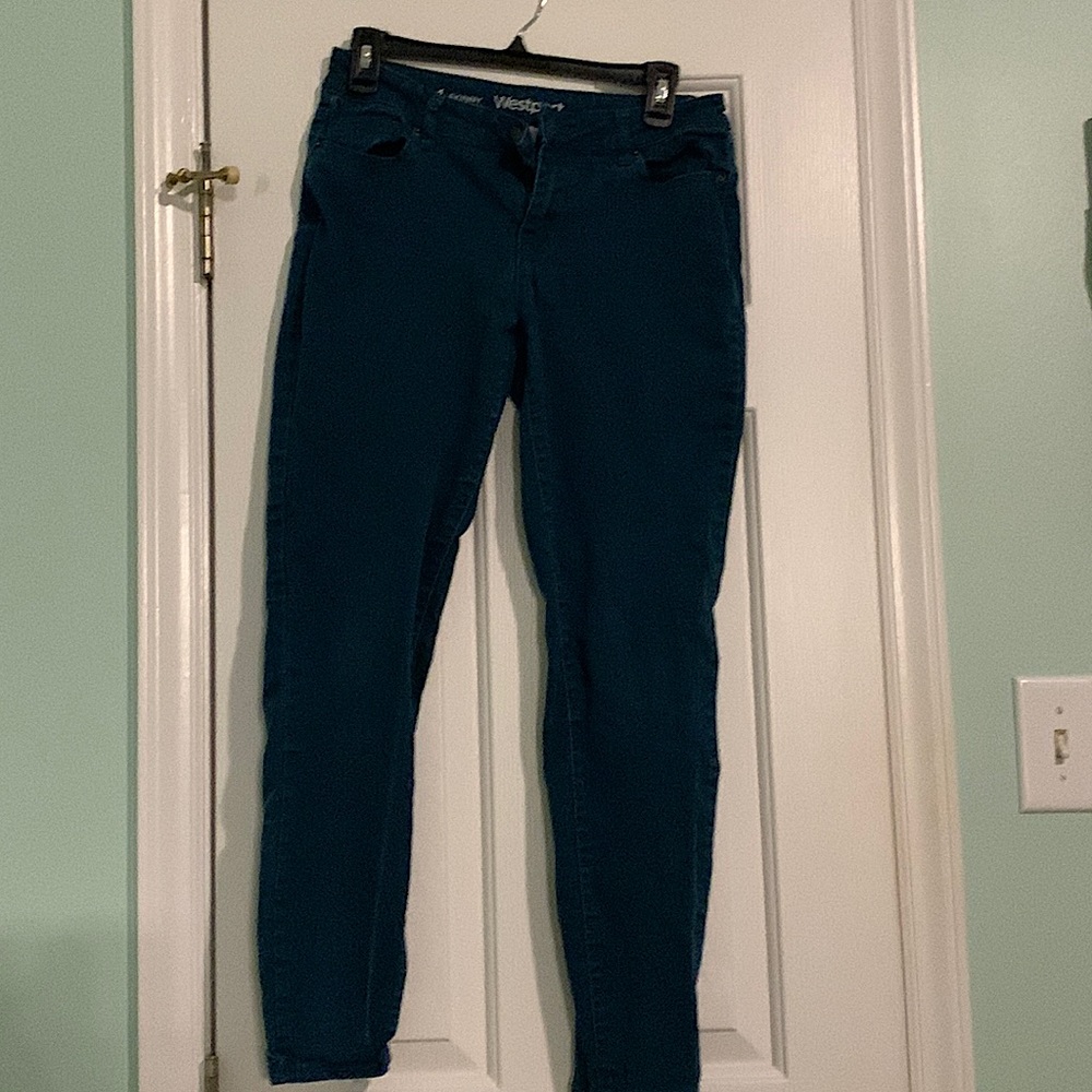 Teal colored jeans size 4